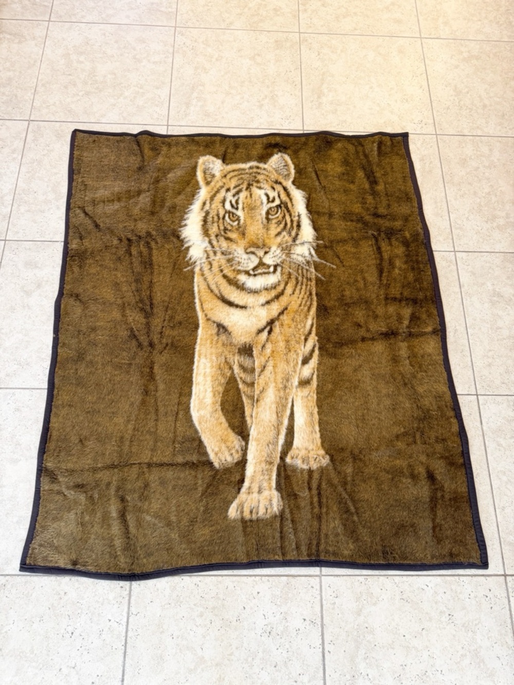 Vintage Safari Weavers Acrylic Tiger Animal Reversible Blanket Throw 58 x 48